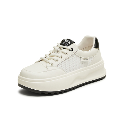 天美意2025夏新款商场同款休闲百搭厚底系带舒适女板鞋BJ563BM5