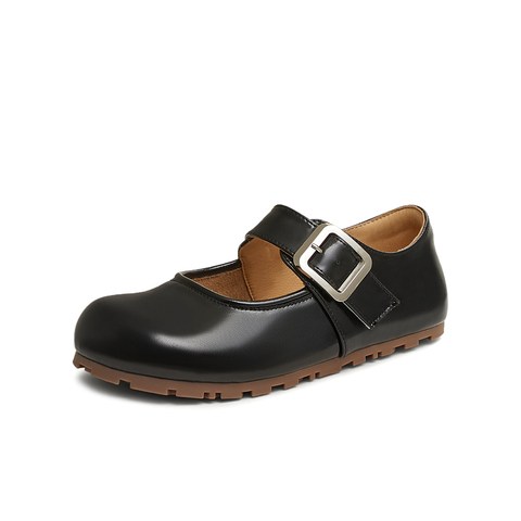 天美意2025春新款平底舒适百搭通勤日系复古女玛丽珍鞋KM076AA5