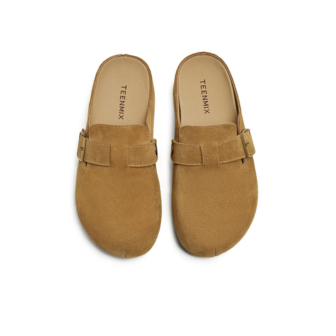 天美意2025夏新款厚底复古百搭拖鞋半拖通勤女勃肯鞋KK042BT5