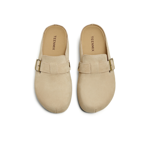 天美意2025夏新款厚底复古百搭拖鞋半拖通勤女勃肯鞋KK042BT5