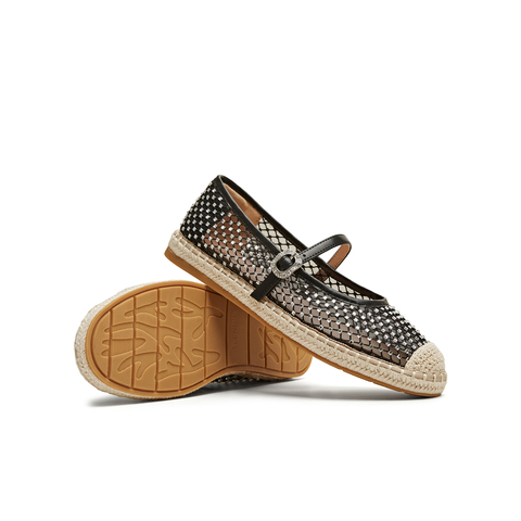 天美意2025夏新款潮流休闲百搭水钻透气复古女渔夫鞋KP007BA5