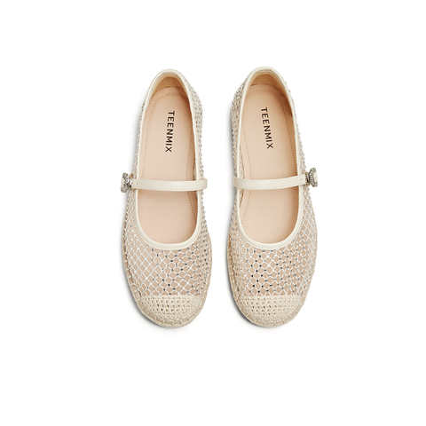 天美意2025夏新款潮流休闲百搭水钻透气复古女渔夫鞋KP007BA5