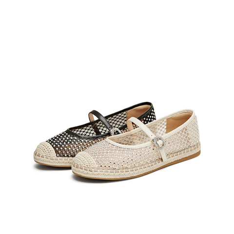 天美意2025夏新款潮流休闲百搭水钻透气复古女渔夫鞋KP007BA5