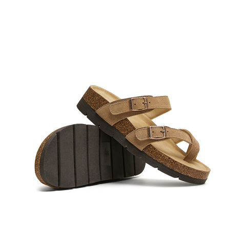 天美意2025夏新款软木套趾凉鞋平底复古休闲女勃肯鞋KK025BH5