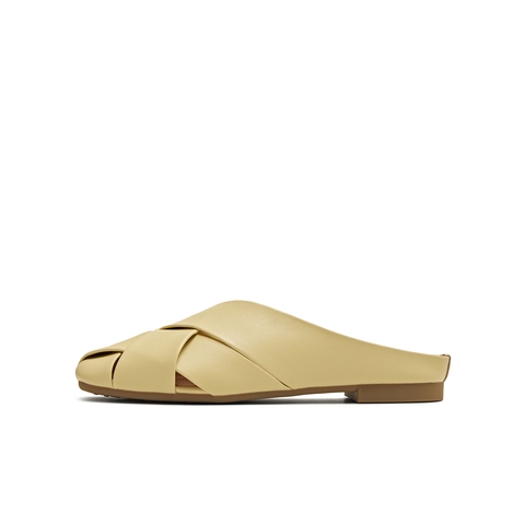 天美意2025夏新款编织懒人包头半拖平底外穿女穆勒鞋KT087BH5