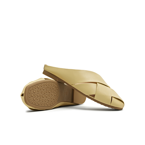 天美意2025夏新款编织懒人包头半拖平底外穿女穆勒鞋KT087BH5