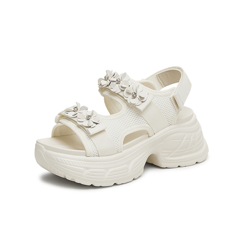 天美意2025夏新款魔术贴轻便百搭休闲厚底女老爹凉鞋KD079BL5