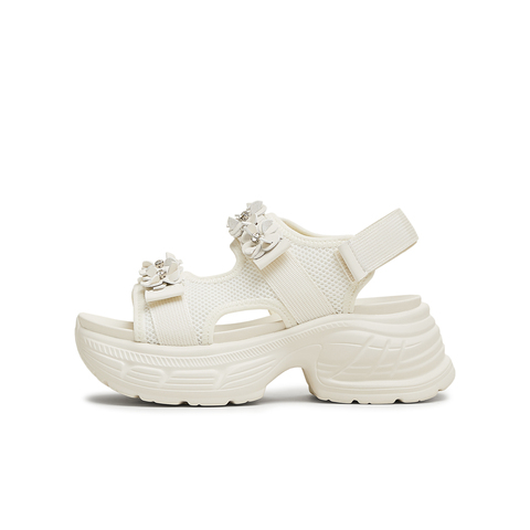 天美意2025夏新款魔术贴轻便百搭休闲厚底女老爹凉鞋KD079BL5