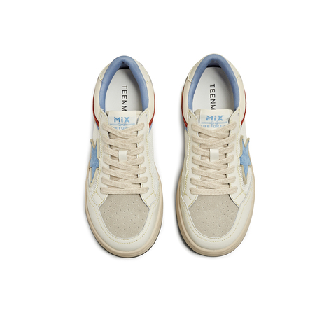 天美意2025秋新款网面透气休闲运动星星拼色复古女板鞋KB077BM5