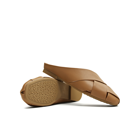 天美意2025夏新款编织懒人包头半拖平底外穿女穆勒鞋KT087BH5