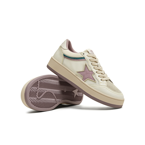 天美意2025秋新款网面透气休闲运动星星拼色复古女板鞋KB077BM5