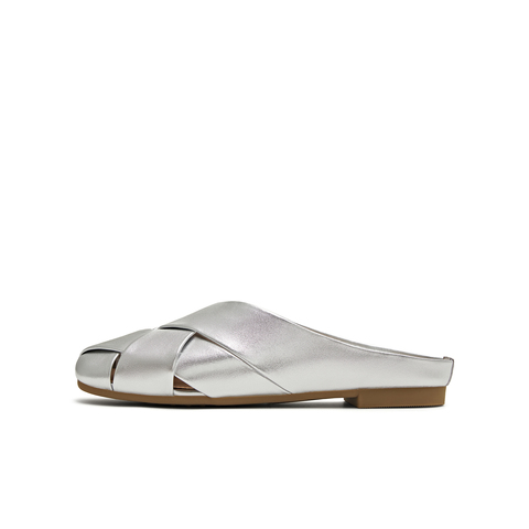 天美意2025夏新款编织懒人包头半拖平底外穿女穆勒鞋KT087BH5