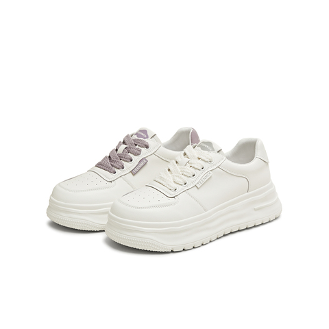 天美意2025秋新款运动休闲百搭透气厚底小白鞋女板鞋KD095CM5