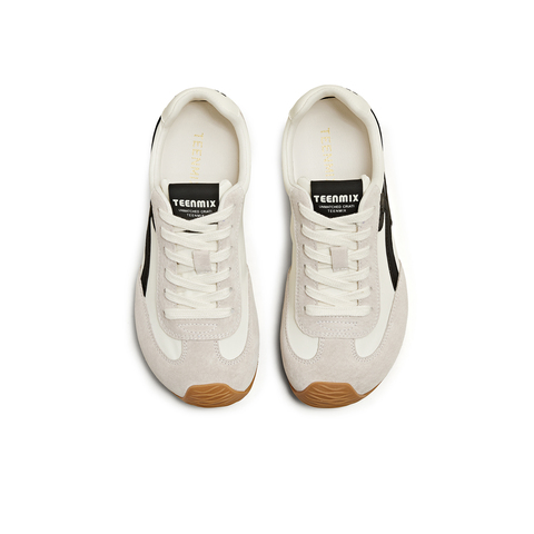 天美意2025秋新款休闲百搭复古平底潮流德训鞋女阿甘鞋KG096CM5