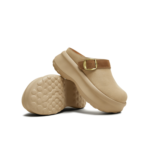 天美意2025秋新款包头拖百搭休闲厚底纯色通勤女勃肯鞋KK057CH5