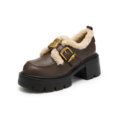 天美意2025春新款商场同款复古百搭学院风皮鞋女牛津鞋CMJ27AM5