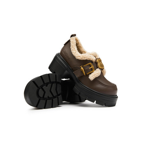 天美意2025春新款商场同款复古百搭学院风皮鞋女牛津鞋CMJ27AM5