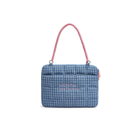 天美意2025夏新款商场同款格子牛仔布时尚休闲女手提包X3117BX5