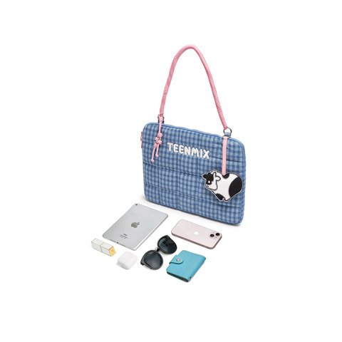 天美意2025夏新款商场同款格子牛仔布时尚休闲女手提包X3117BX5