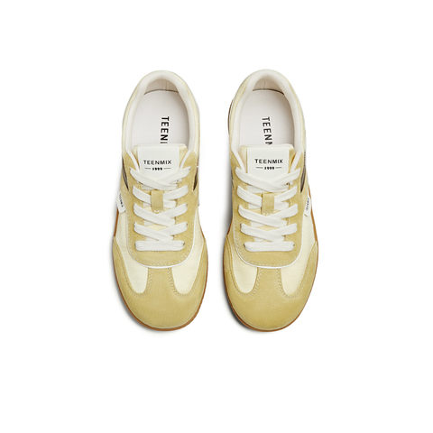 天美意2025秋新款休闲小白鞋运动复古板鞋百搭女德训鞋KG102CM5