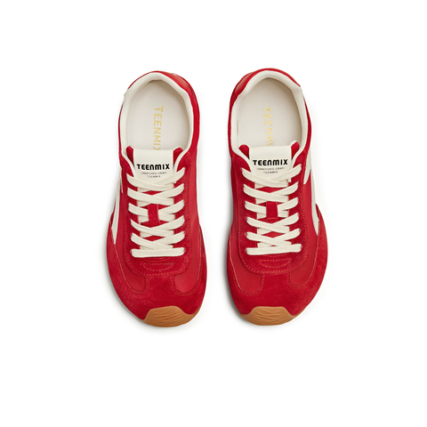 天美意2025秋新款休闲百搭复古平底潮流德训鞋女阿甘鞋KG096CM5