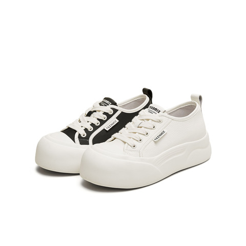 天美意2025秋新款商场同款系带厚底纯色百搭女小白鞋BL361CM5