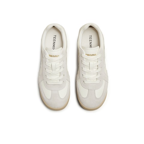 天美意2025秋新款潮流休闲系带拼色复古百搭女德训鞋KG120CM5