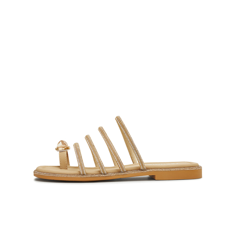 天美意2025夏新款舒适海边沙滩鞋平底拖鞋半拖女一字拖KT091BT5