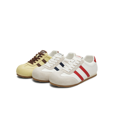 天美意2025秋新款德训鞋休闲系带拼色复古百搭女阿甘鞋KG122CM5