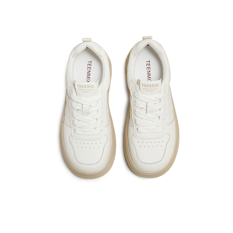 天美意2025秋新款系带厚底小个子纯色百搭潮流女小白鞋KB084CM5