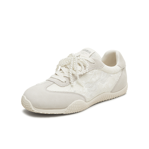 天美意2025秋新款阿甘鞋珍珠装饰百搭韩系简约女德训鞋KG100CM5