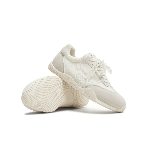 天美意2025秋新款阿甘鞋珍珠装饰百搭韩系简约女德训鞋KG100CM5