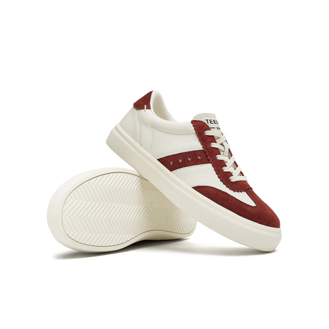 天美意2025秋新款休闲运动百搭板鞋系带拼色女德训鞋KG108CM5