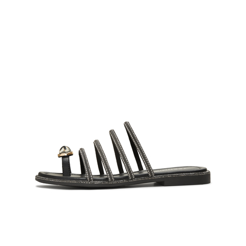 天美意2025夏新款舒适海边沙滩鞋平底拖鞋半拖女一字拖KT091BT5