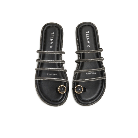 天美意2025夏新款舒适海边沙滩鞋平底拖鞋半拖女一字拖KT091BT5