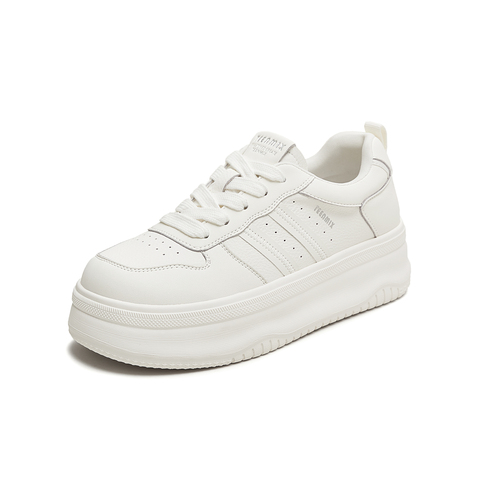 天美意2025秋新款系带厚底小个子纯色百搭潮流女小白鞋KB084CM5