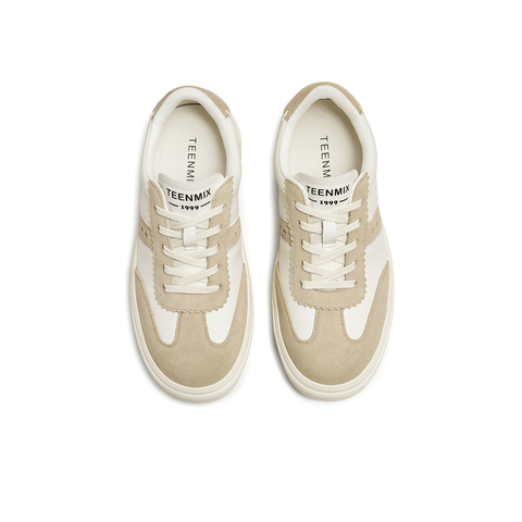 天美意2025秋新款休闲运动百搭板鞋系带拼色女德训鞋KG108CM5