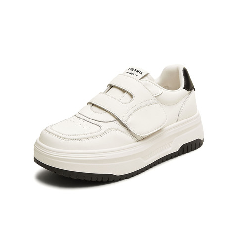 天美意2025秋新款休闲厚底百搭魔术贴潮流通勤女小白鞋KB080CM5