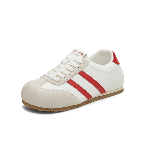 天美意2025秋新款德训鞋休闲系带拼色复古百搭女阿甘鞋KG122CM5