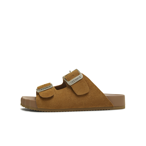 天美意2025夏新款复古休闲平底双扣带一字拖女勃肯鞋KK022BH5