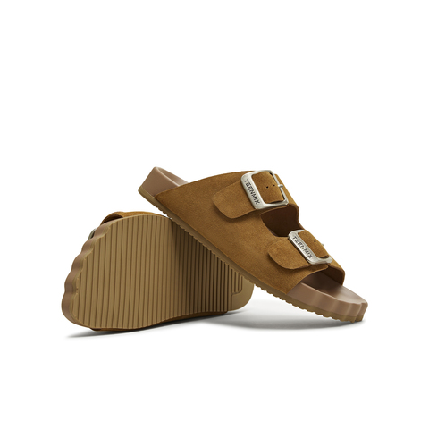 天美意2025夏新款复古休闲平底双扣带一字拖女勃肯鞋KK022BH5