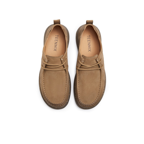 天美意2025秋新款商场同款休闲系带厚底纯色男勃肯鞋3VY01CM5