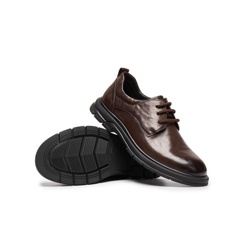 天美意2025秋新款商务复古百搭纯色上班通勤男休闲皮鞋ZZX76CM5