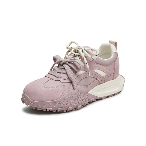 天美意2025秋新款休闲系带双鞋带厚底百搭拼色女阿甘鞋KG125CM5