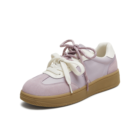 天美意2025秋新款系带双鞋带厚底拼色百搭复古女德训鞋KG119CM5