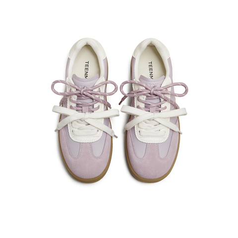 天美意2025秋新款系带双鞋带厚底拼色百搭复古女德训鞋KG119CM5