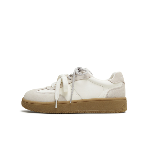 天美意2025秋新款系带双鞋带厚底拼色百搭复古女德训鞋KG119CM5