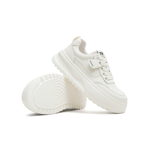 天美意2025秋新款商场同款休闲板鞋运动厚底女小白鞋BJ564CM5