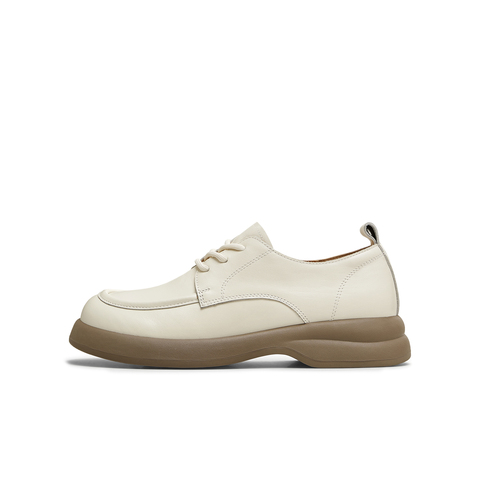 天美意2025秋新款厚底圆头牛津鞋复古英伦小皮鞋女单鞋KY018CM5