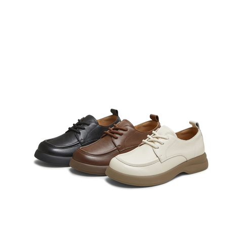 天美意2025秋新款厚底圆头牛津鞋复古英伦小皮鞋女单鞋KY018CM5